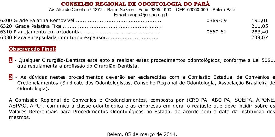 2 - As dúvidas nestes procedimentos deverão ser esclarecidas com a Comissão Estadual de Convênios e Credenciamentos (Sindicato dos Odontologistas, Conselho Regional de Odontologia, Associação