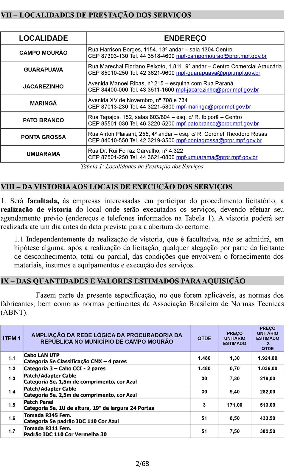 43 3511-1600 mpf-jacarezinho@prpr.mpf.gov.br Avenida XV de Novembro, nº 708 e 734 CEP 87013-230 Tel. 44 3221-5800 mpf-maringa@prpr.mpf.gov.br Rua Tapajós, 152, salas 803/804 esq. c/ R.