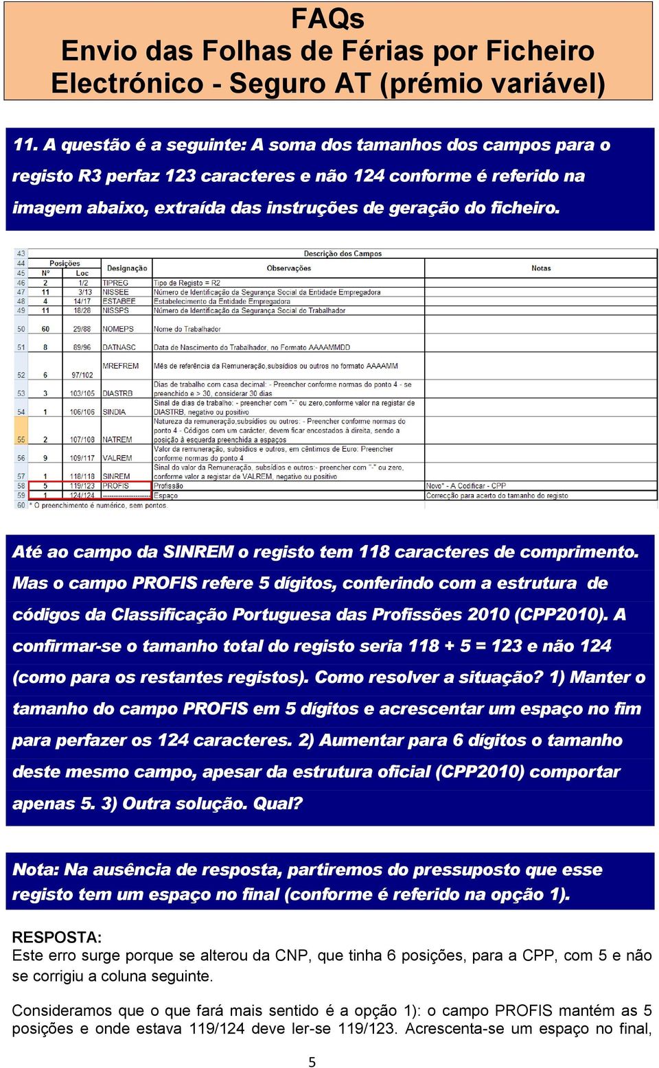 Mas o campo PROFIS refere 5 dígitos, conferindo com a estrutura de códigos da Classificação Portuguesa das Profissões 2010 (CPP2010).