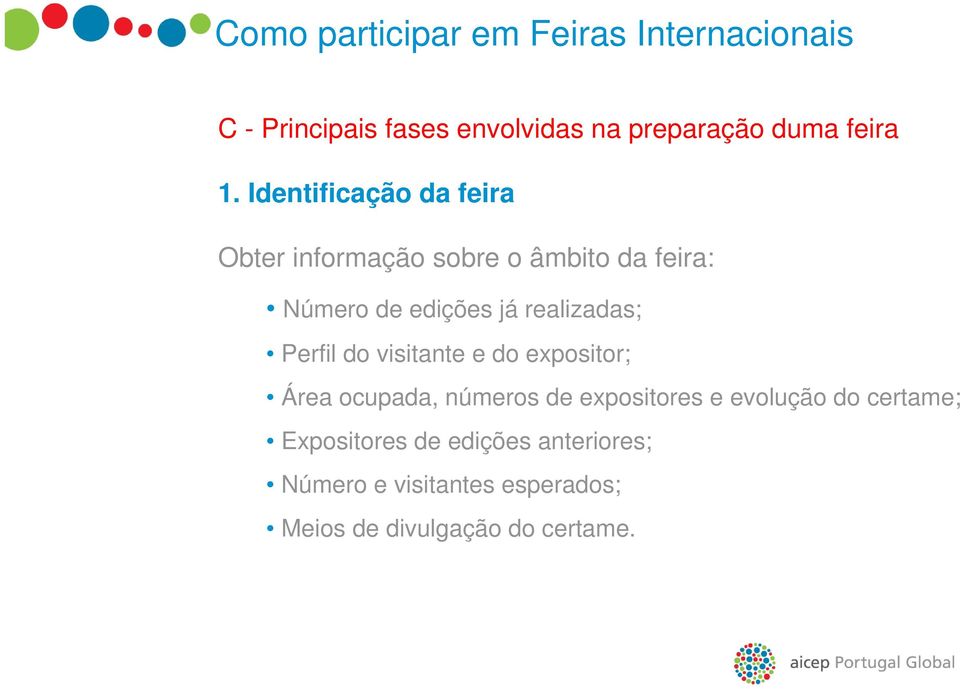 realizadas; Perfil do visitante e do expositor; Área ocupada, números de expositores e evolução