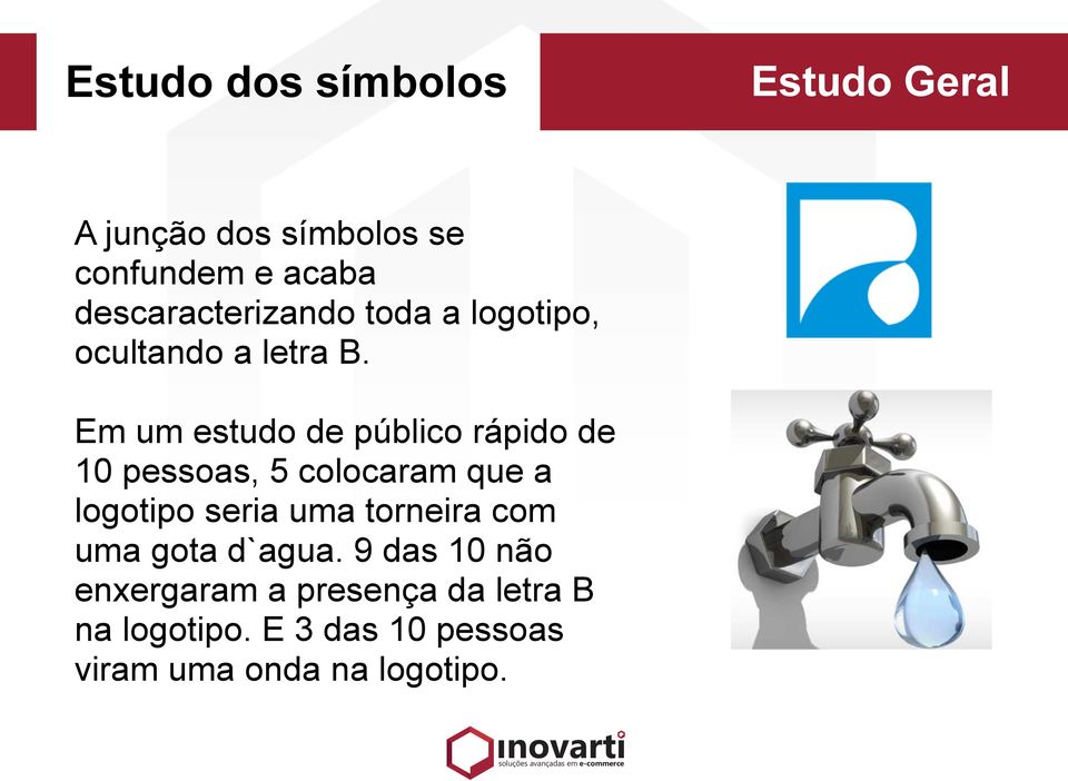 Em um estudo de público rápido de 10 pessoas, 5 colocaram que a logotipo seria uma torneira