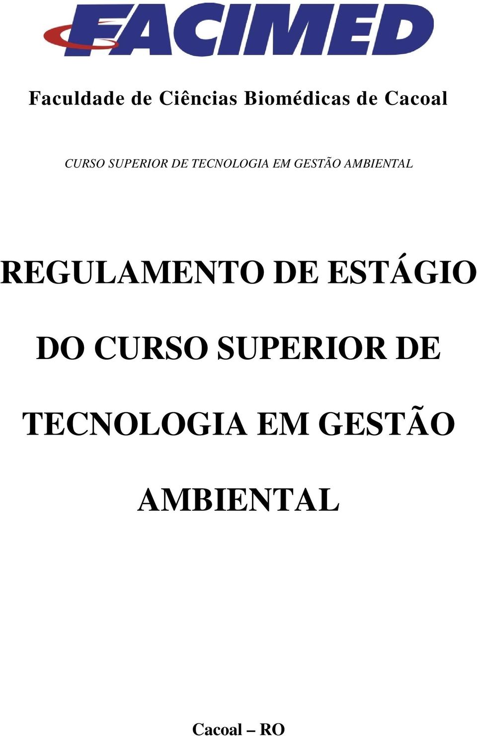 AMBIENTAL REGULAMENTO DE ESTÁGIO DO 