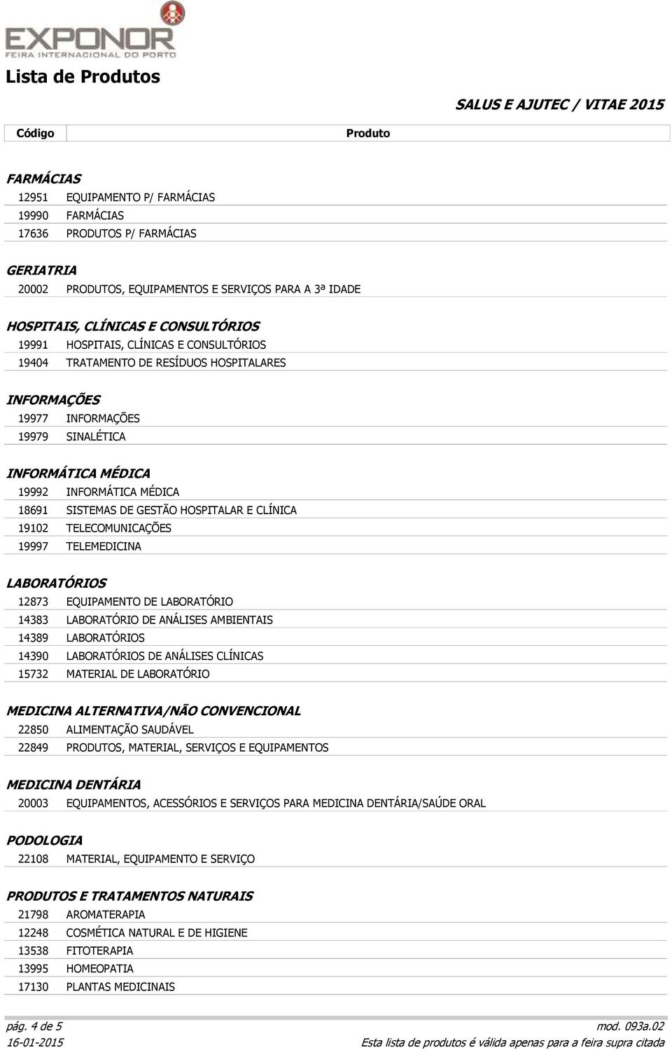 HOSPITALAR E CLÍNICA 19102 TELECOMUNICAÇÕES 19997 TELEMEDICINA LABORATÓRIOS 12873 EQUIPAMENTO DE LABORATÓRIO 14383 LABORATÓRIO DE ANÁLISES AMBIENTAIS 14389 LABORATÓRIOS 14390 LABORATÓRIOS DE ANÁLISES