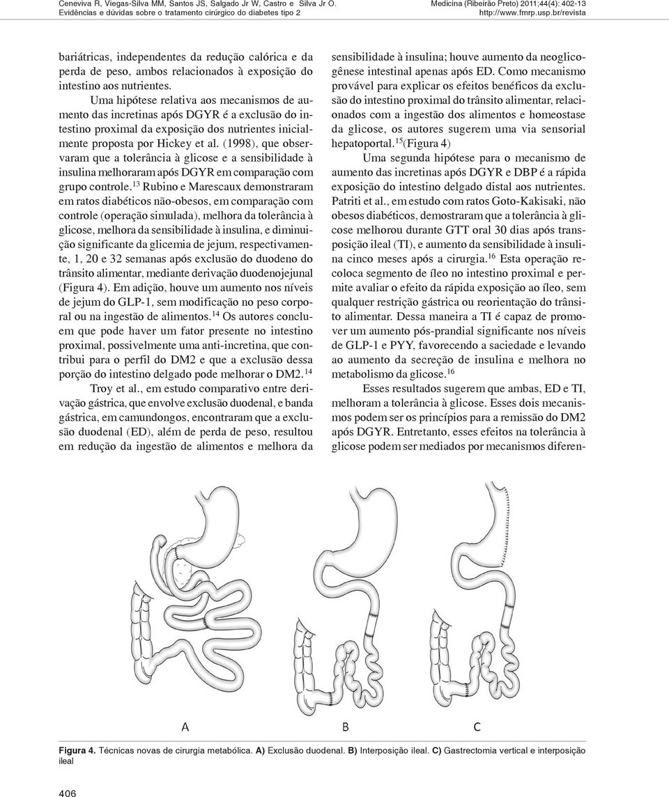 Uma hipótese relativa aos mecanismos de aumento das incretinas após DGYR é a exclusão do intestino proximal da exposição dos nutrientes inicialmente proposta por Hickey et al.