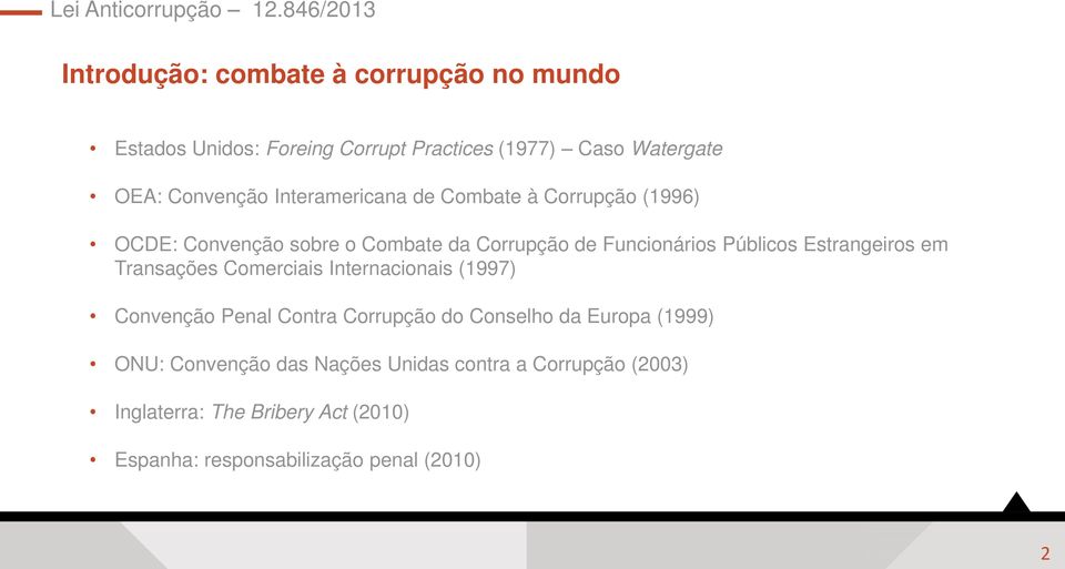 Estrangeiros em Transações Comerciais Internacionais (1997) Convenção Penal Contra Corrupção do Conselho da Europa (1999)