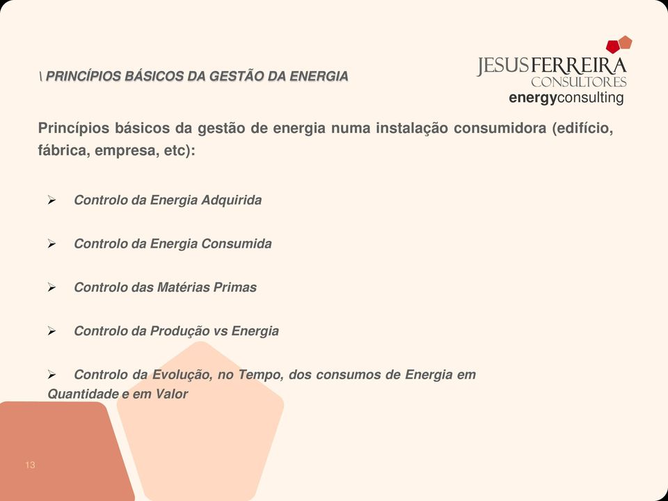 Controlo da Energia Consumida Controlo das Matérias Primas Controlo da Produção vs