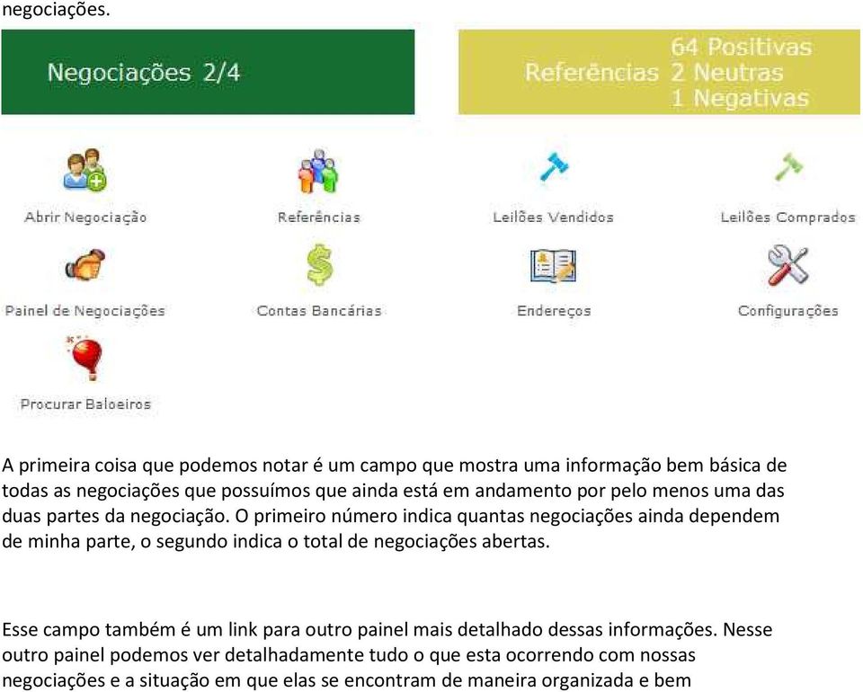 andamento por pelo menos uma das duas partes da negociação.