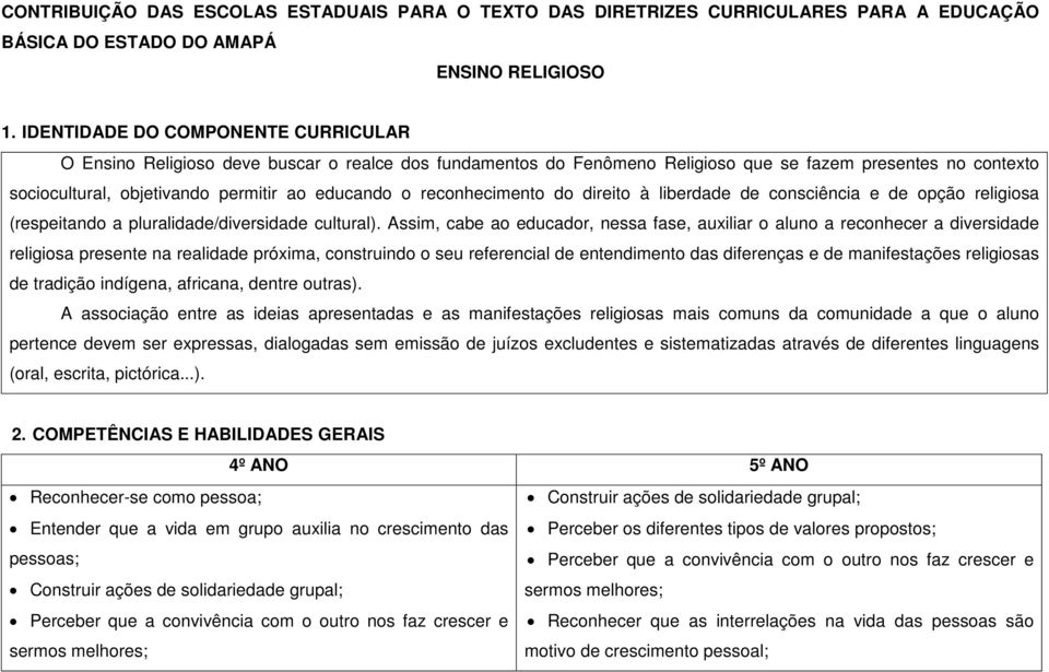 reconhecimento do direito à liberdade de consciência e de opção religiosa (respeitando a pluralidade/diversidade cultural).