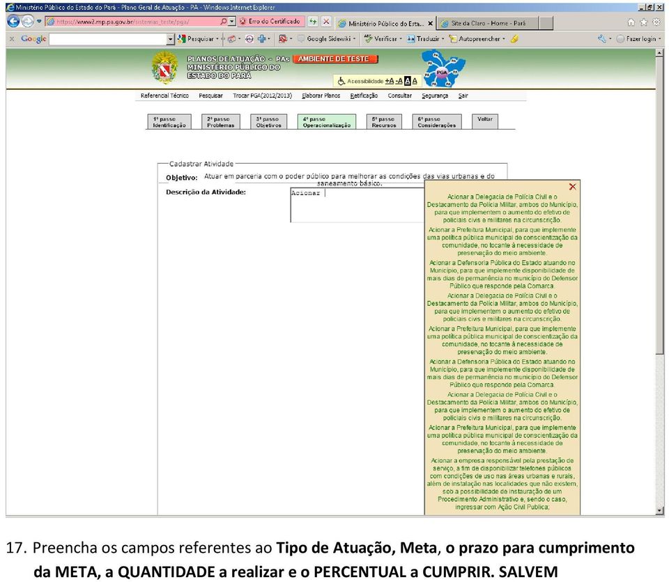 cumprimento da META, a QUANTIDADE a