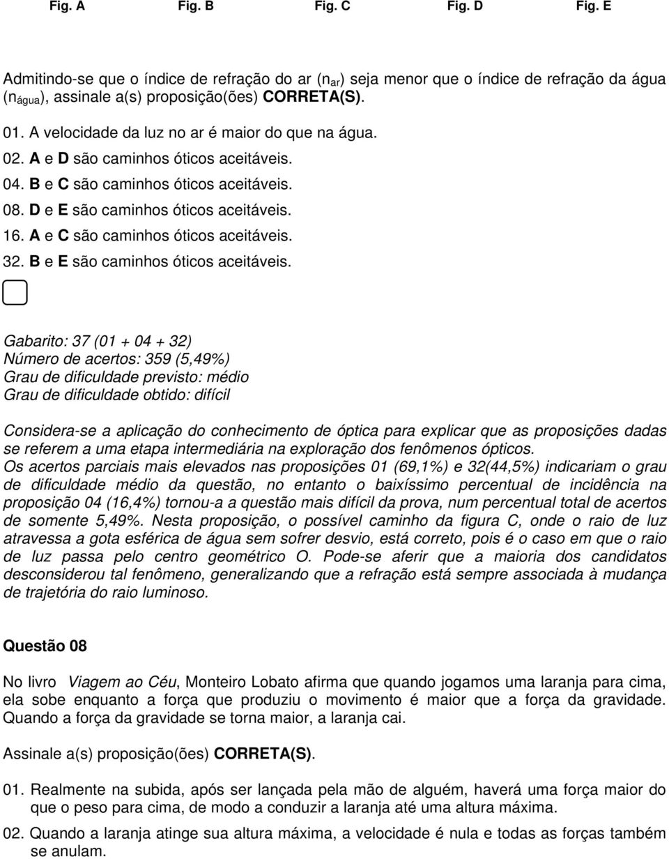 A e C são cainhos óticos aceitáveis. 3. B e E são cainhos óticos aceitáveis.