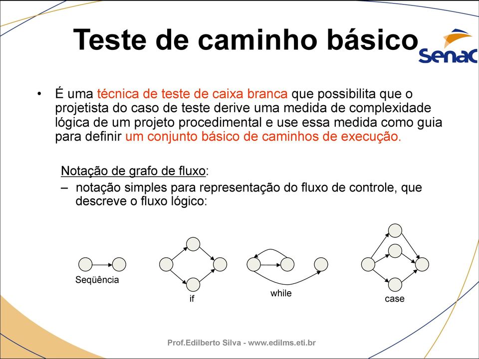 como guia para definir um conjunto básico de caminhos de execução.