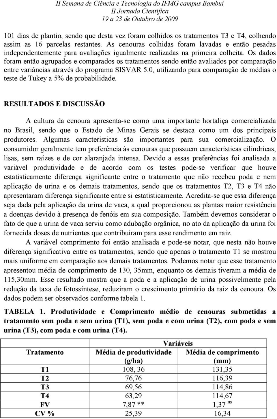 Os dados foram então agrupados e comparados os tratamentos sendo então avaliados por comparação entre variâncias através do programa SISVAR 5.