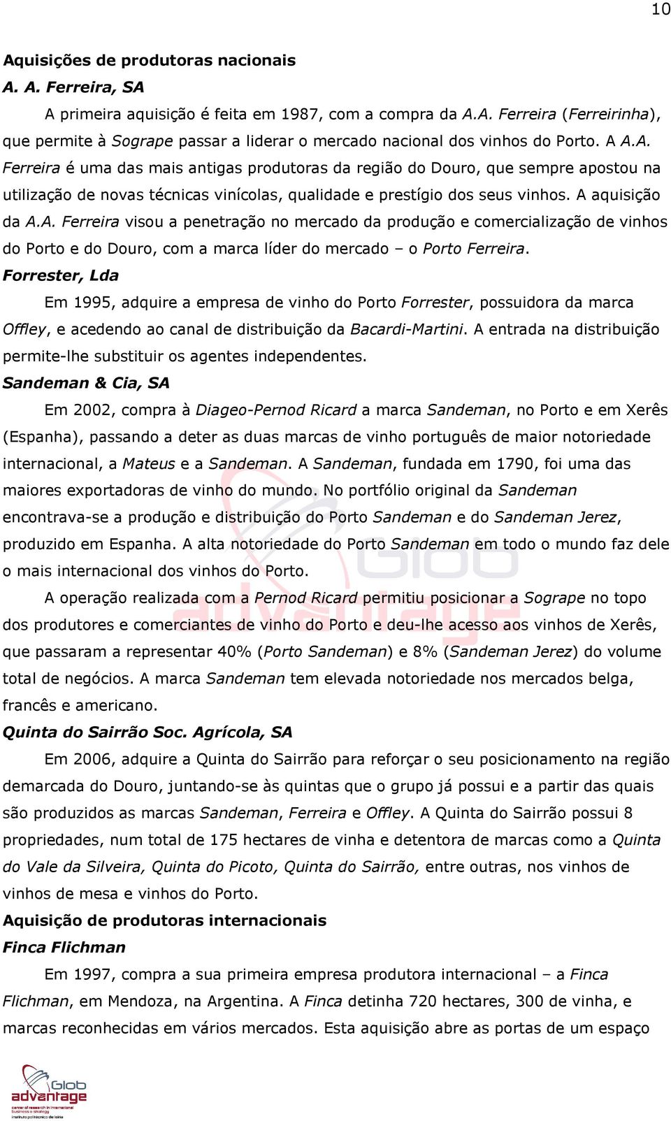 Forrester, Lda Em 1995, adquire a empresa de vinho do Porto Forrester, possuidora da marca Offley, e acedendo ao canal de distribuição da Bacardi-Martini.