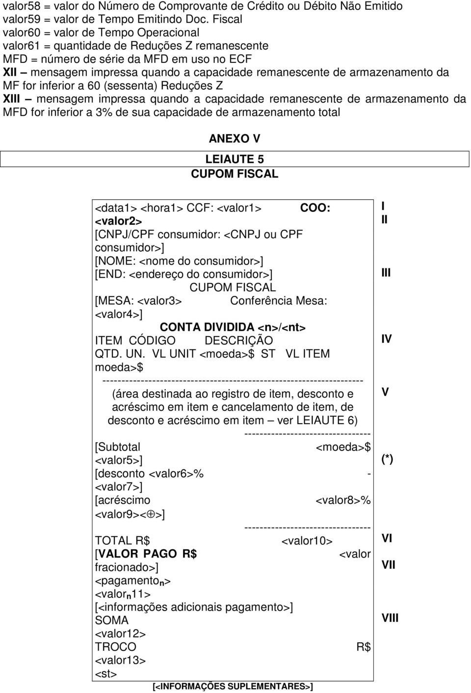 armazenamento da MF for inferior a 60 (sessenta) Reduções Z X mensagem impressa quando a capacidade remanescente de armazenamento da MFD for inferior a 3% de sua capacidade de armazenamento total