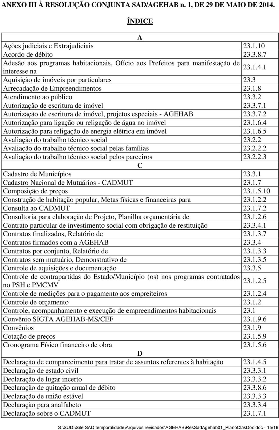 3.2 Autorização de escritura de imóvel 23.3.7.1 Autorização de escritura de imóvel, projetos especiais - AGEHAB 23.3.7.2 Autorização para ligação ou religação de água no imóvel 23.1.6.