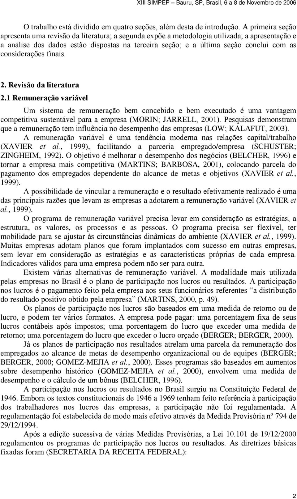 considerações finais. 2. Revisão da literatura 2.