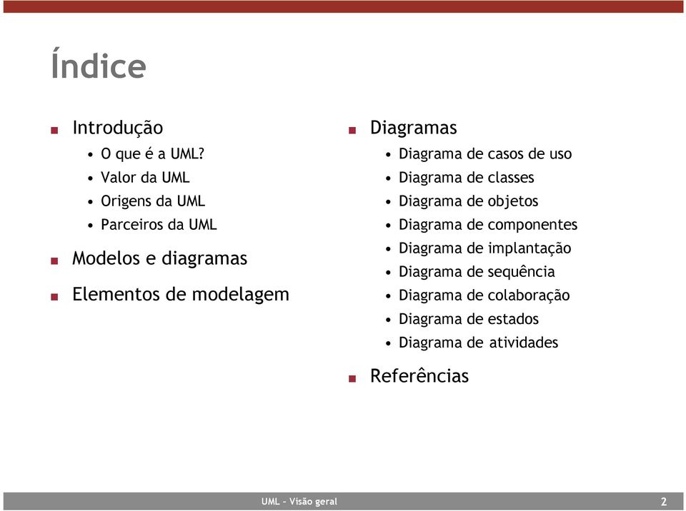 objetos Parceiros da UML Diagrama de componentes Modelos e diagramas Elementos de