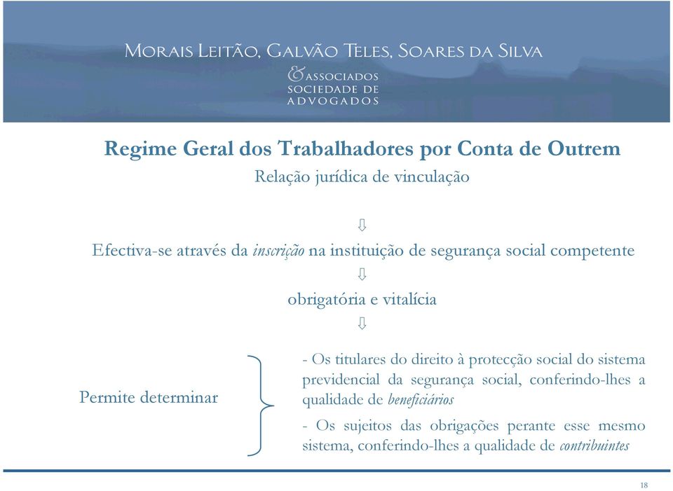 titulares do direito à protecção social do sistema previdencial da segurança social, conferindo-lhes a