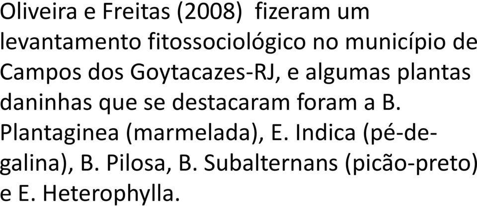 que se destacaram foram a B. Plantaginea (marmelada), E.