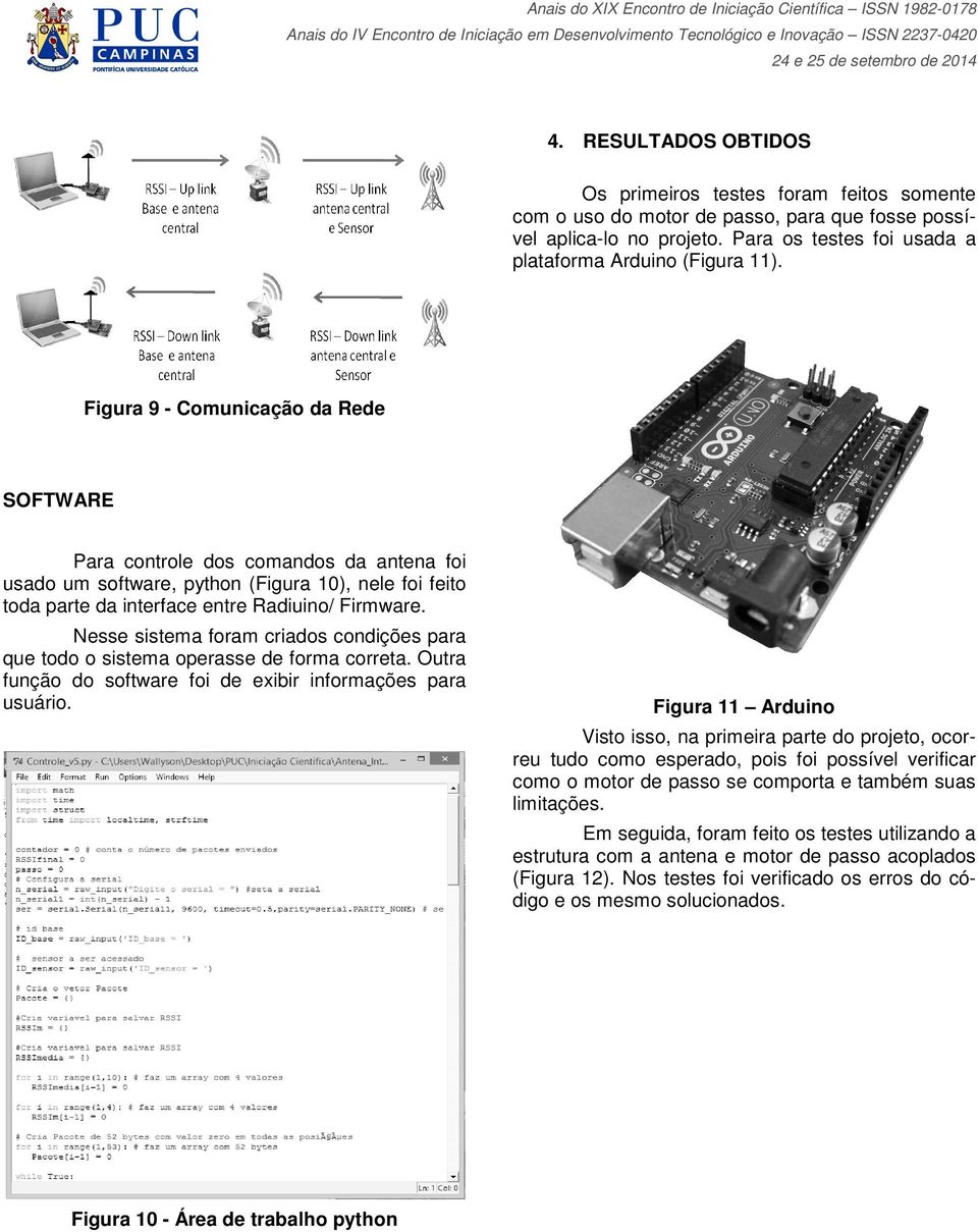 Figura 9 - Comunicação da Rede SOFTWARE Para controle dos comandos da antena foi usado um software, python (Figura 10), nele foi feito toda parte da interface entre Radiuino/ Firmware.