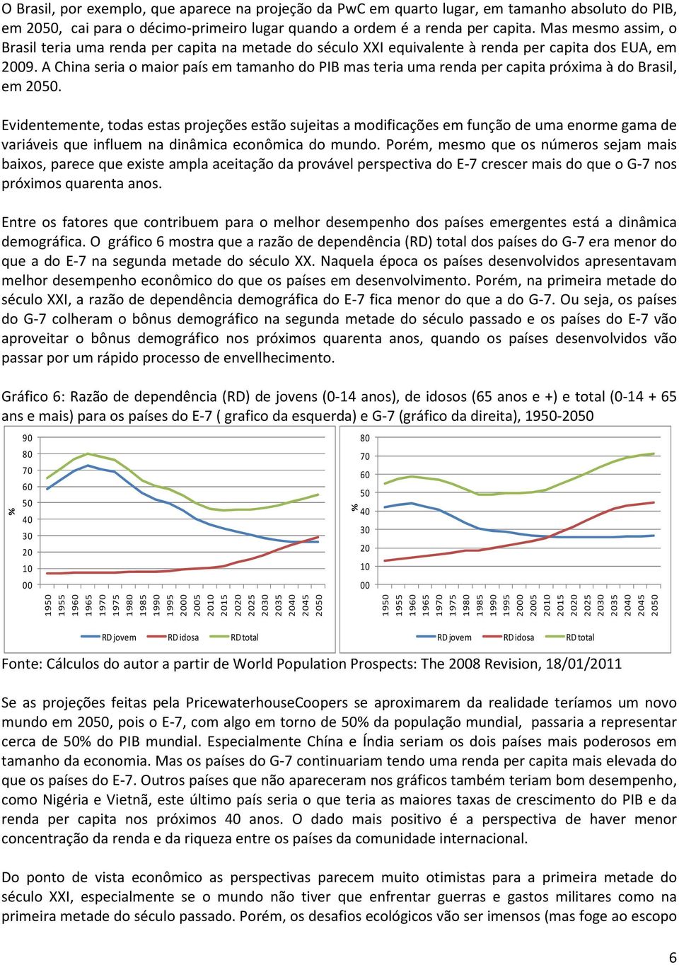 A China seria o maior país em tamanho do PIB mas teria uma renda per capita próxima à do Brasil, em 2050.