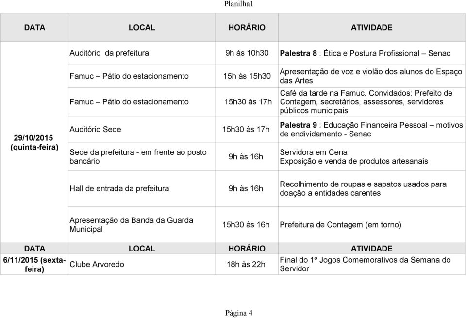 Convidados: Prefeito de Contagem, secretários, assessores, servidores públicos municipais 29/10/2015 (quinta-feira) Auditório Sede 15h30 às 17h Palestra 9 : Educação Financeira Pessoal motivos