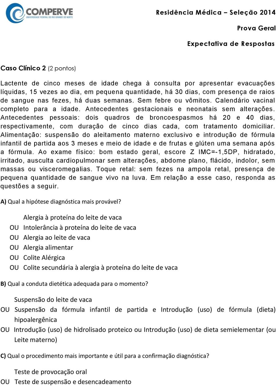 Antecedentes pessoais: dois quadros de broncoespasmos há 20 e 40 dias, respectivamente, com duração de cinco dias cada, com tratamento domiciliar.