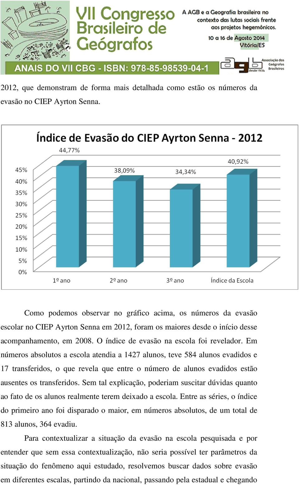 O índice de evasão na escola foi revelador.