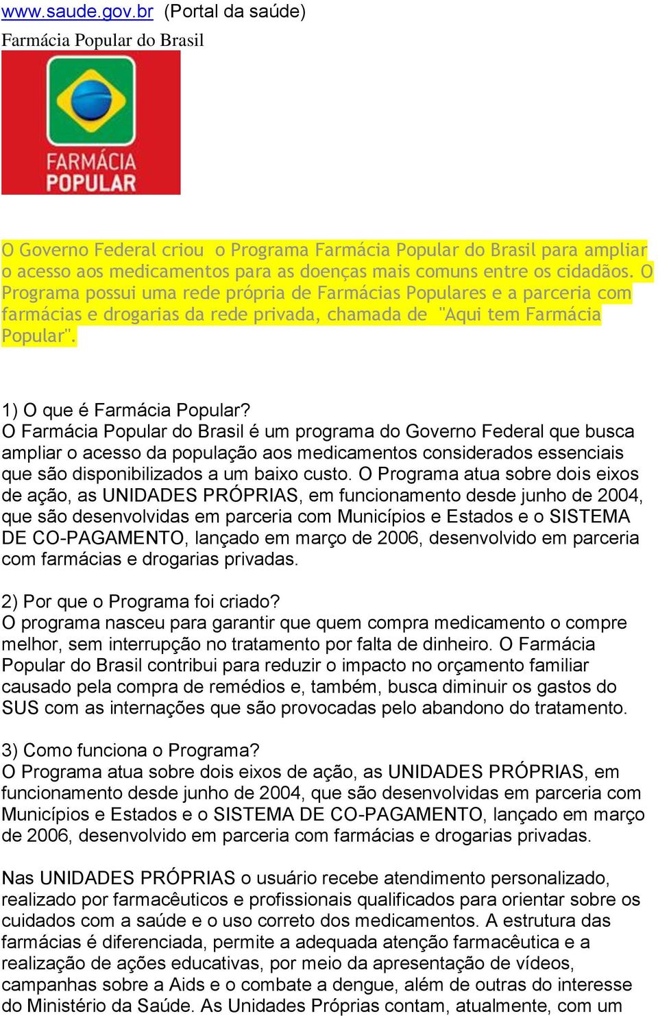 Portal da saúde) Farmácia Popular do Brasil - PDF Free Download