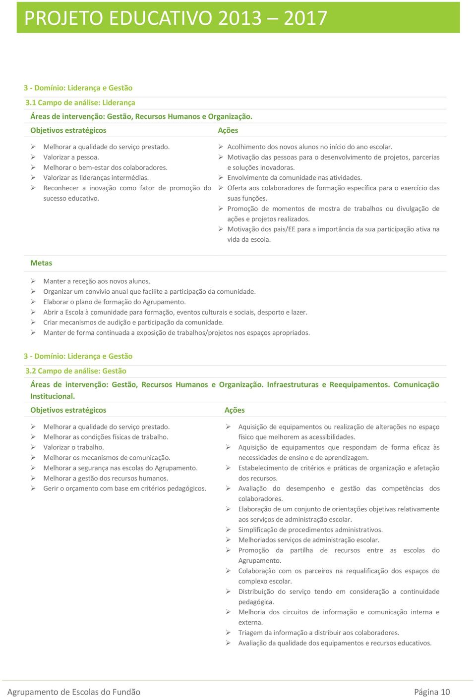 Ações Acolhimento dos novos alunos no início do ano escolar. Motivação das pessoas para o desenvolvimento de projetos, parcerias e soluções inovadoras. Envolvimento da comunidade nas atividades.