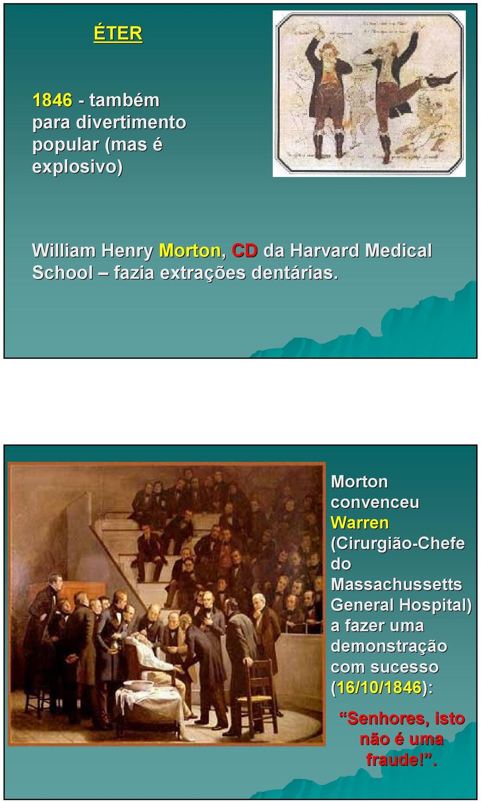 Morton convenceu Warren (Cirurgião-Chefe Chefe do Massachussetts General