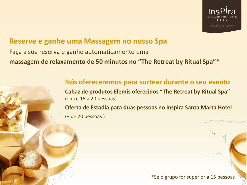 evento Cabaz de produtos Elemis oferecidos The Retreat by Ritual Spa (entre 15 a 20 pessoas) Oferta de