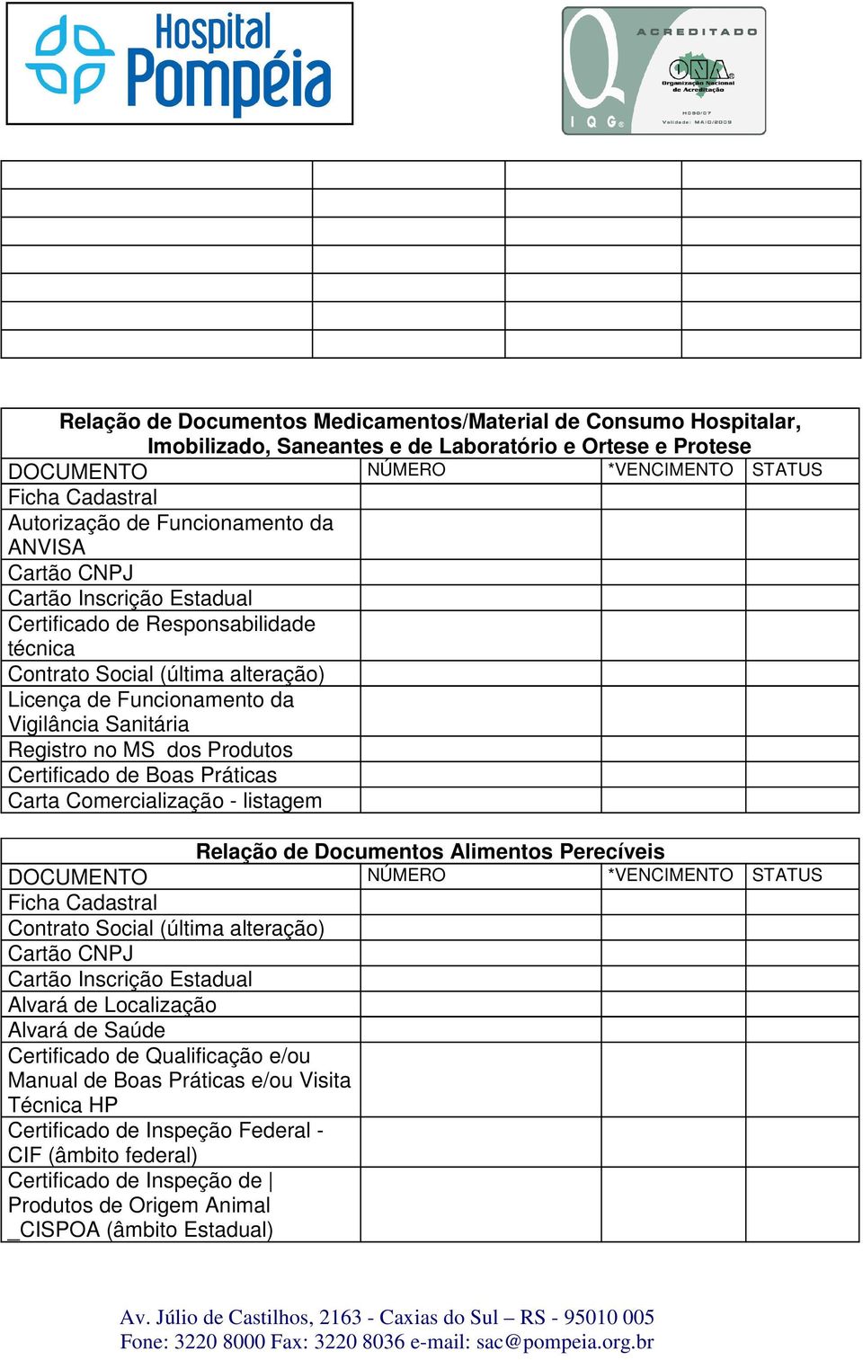 Comercialização - listagem Relação de Documentos Alimentos Perecíveis Cartão Inscrição Estadual Alvará de Localização Alvará de Saúde Certificado de Qualificação e/ou