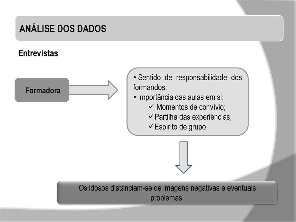 formandos; Importância das aulas em si: Momentos de convívio; Partilha das