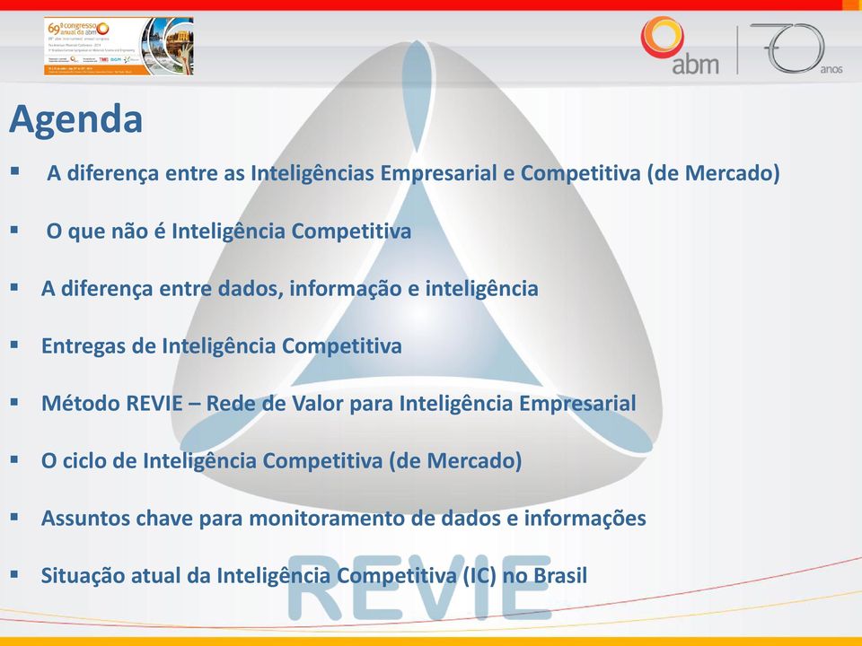 REVIE Rede de Valor para Inteligência Empresarial O ciclo de Inteligência Competitiva (de Mercado)