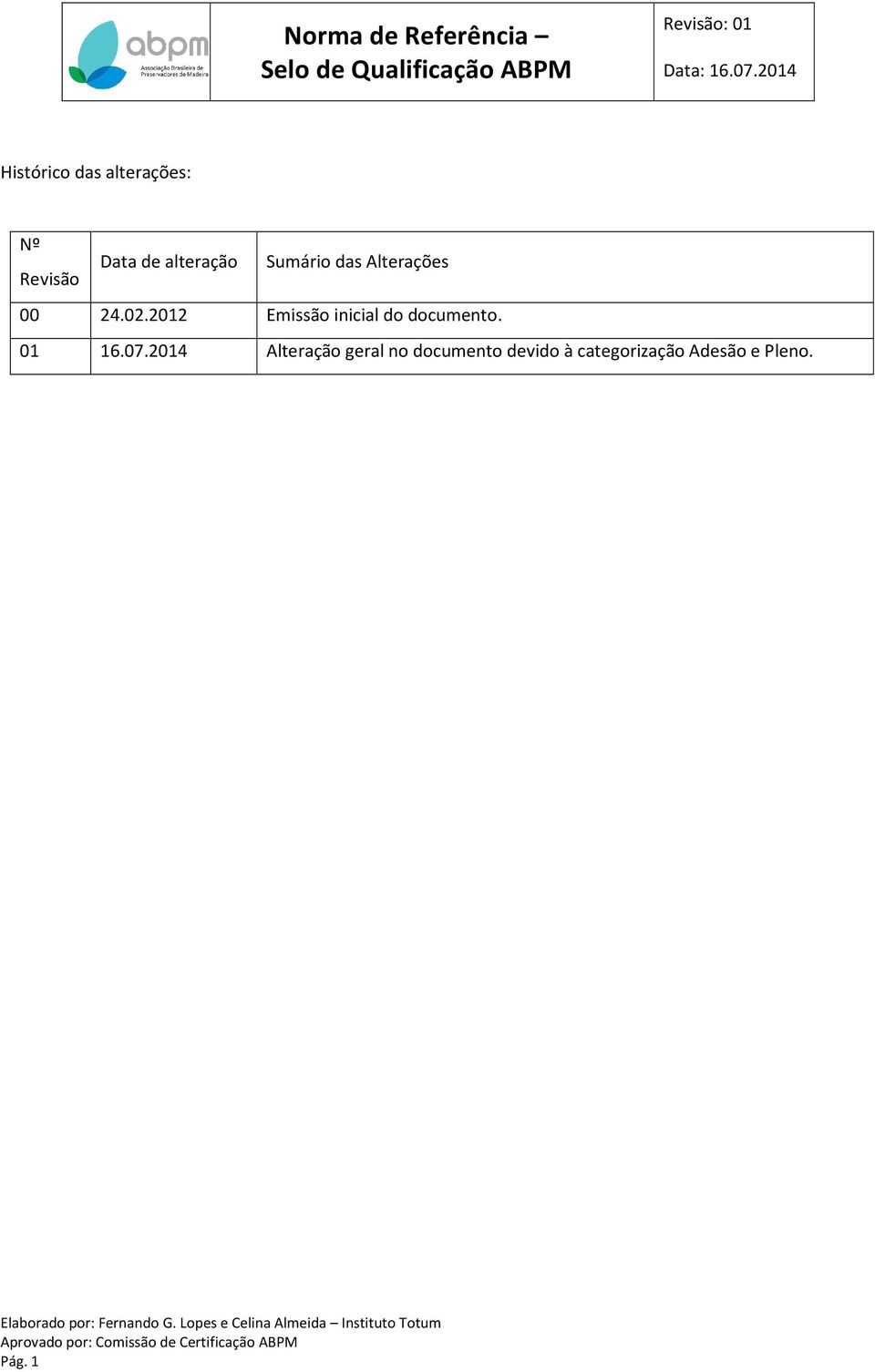 2012 Emissão inicial do documento. 01 16.07.