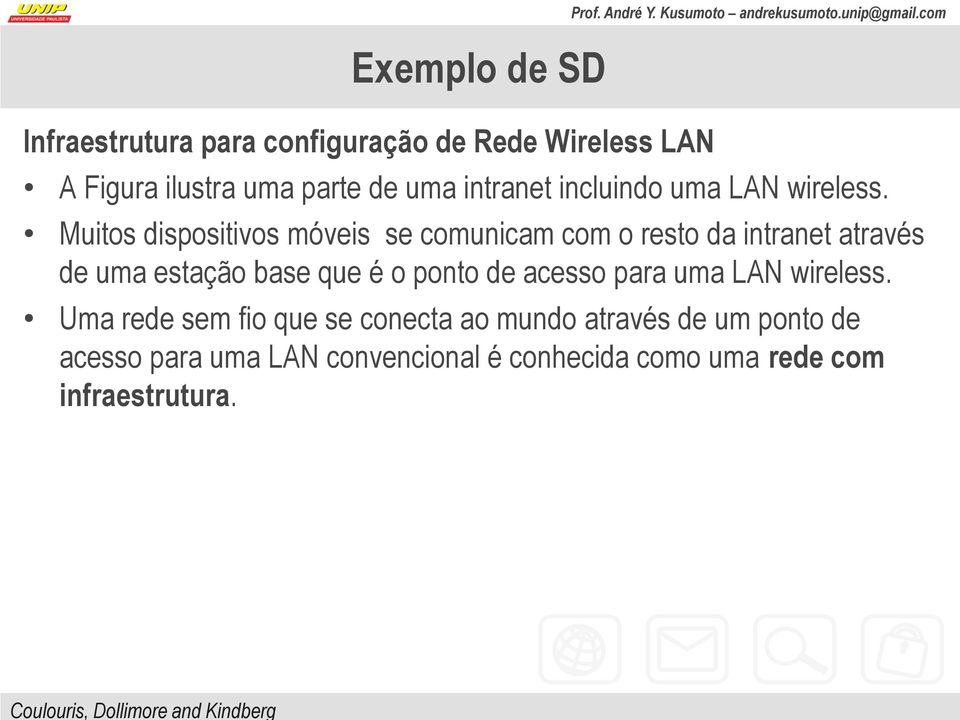 Muitos dispositivos móveis se comunicam com o resto da intranet através de uma estação base que é o