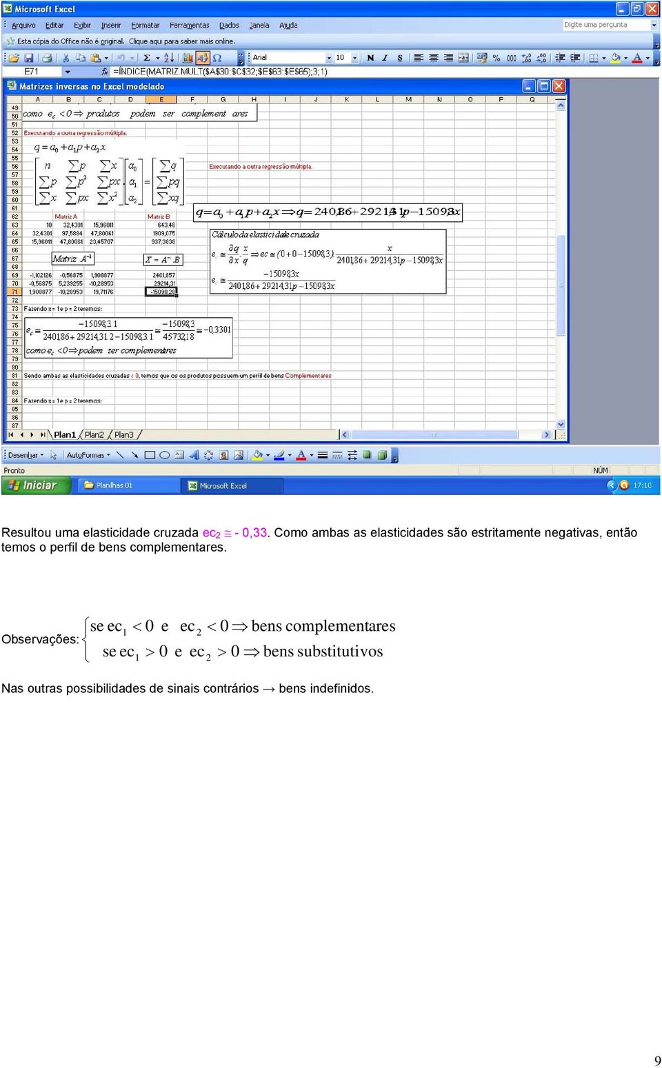 complemetares Observações: se ec e se ec e ec ec bes complemetares