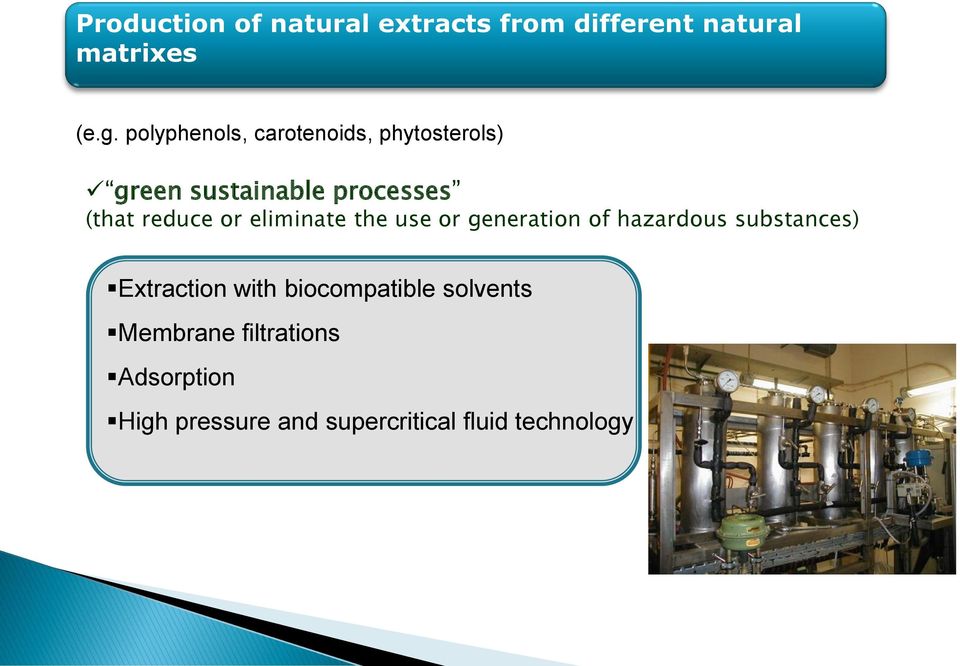 or eliminate the use or generation of hazardous substances) Extraction with