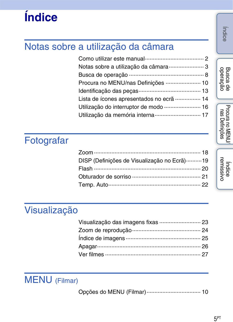 interna 17 Zoom 18 DISP (Definições de Visualização no Ecrã) 19 Flash 20 Obturador de sorriso 21 Temp.