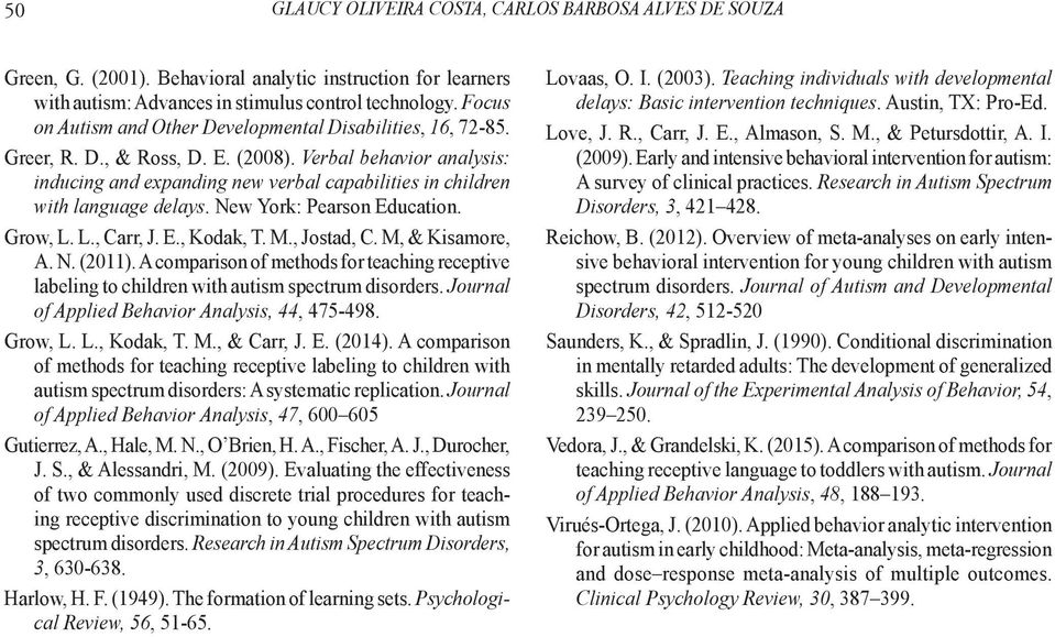 Verbal behavior analysis: inducing and expanding new verbal capabilities in children with language delays. New York: Pearson Education. Grow, L. L., Carr, J. E., Kodak, T. M., Jostad, C.