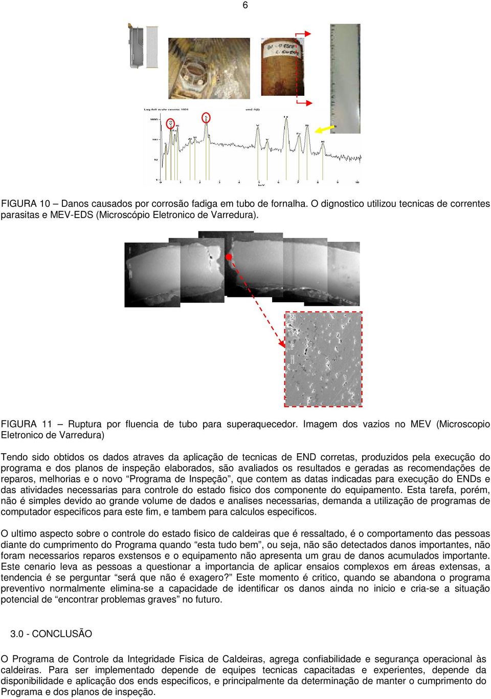 Imagem dos vazios no MEV (Microscopio Eletronico de Varredura) Tendo sido obtidos os dados atraves da aplicação de tecnicas de END corretas, produzidos pela execução do programa e dos planos de