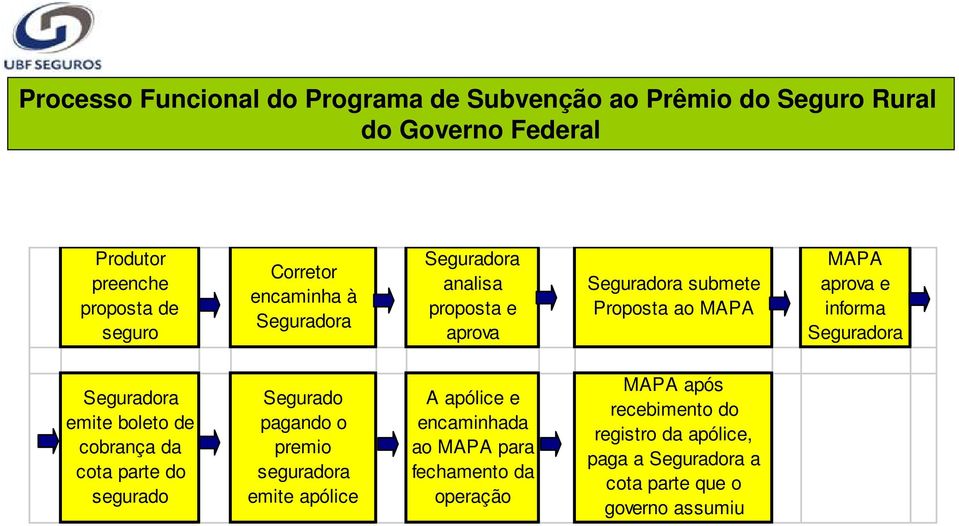 Seguradora Seguradora emite boleto de cobrança da cota parte do segurado Segurado pagando o premio seguradora emite apólice A apólice