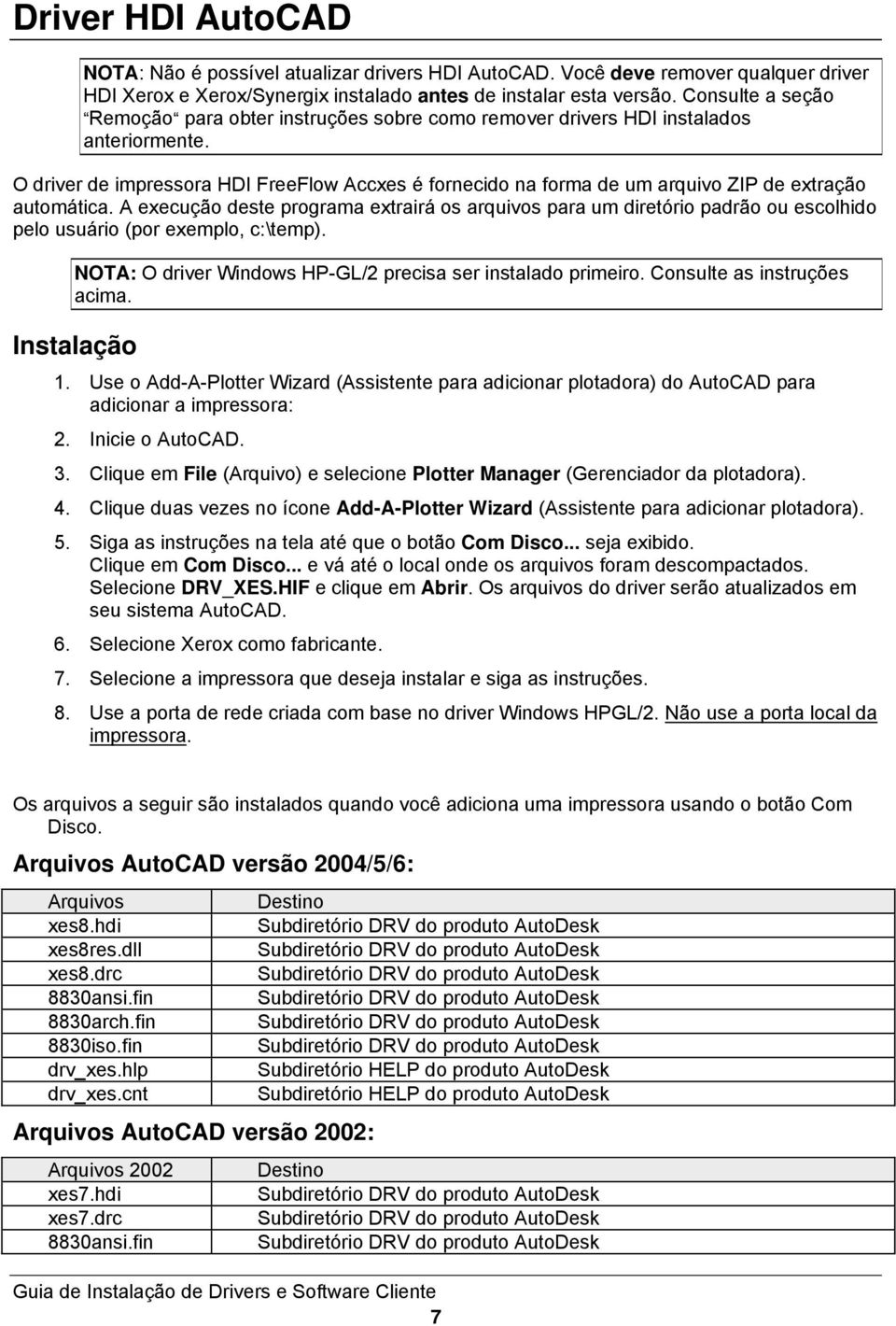 O driver de impressora HDI FreeFlow Accxes é fornecido na forma de um arquivo ZIP de extração automática.