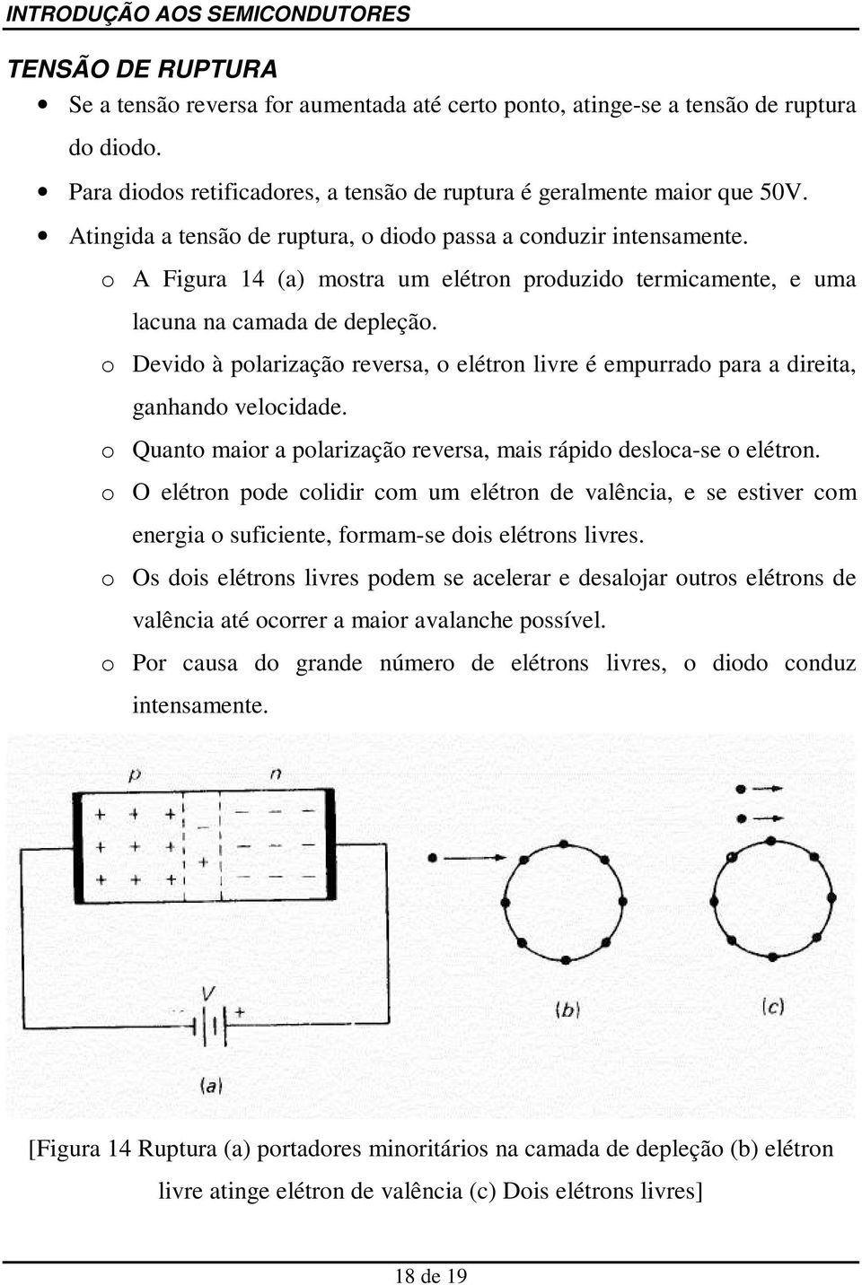 o Devido à polarização reversa, o elétron livre é empurrado para a direita, ganhando velocidade. o Quanto maior a polarização reversa, mais rápido desloca-se o elétron.