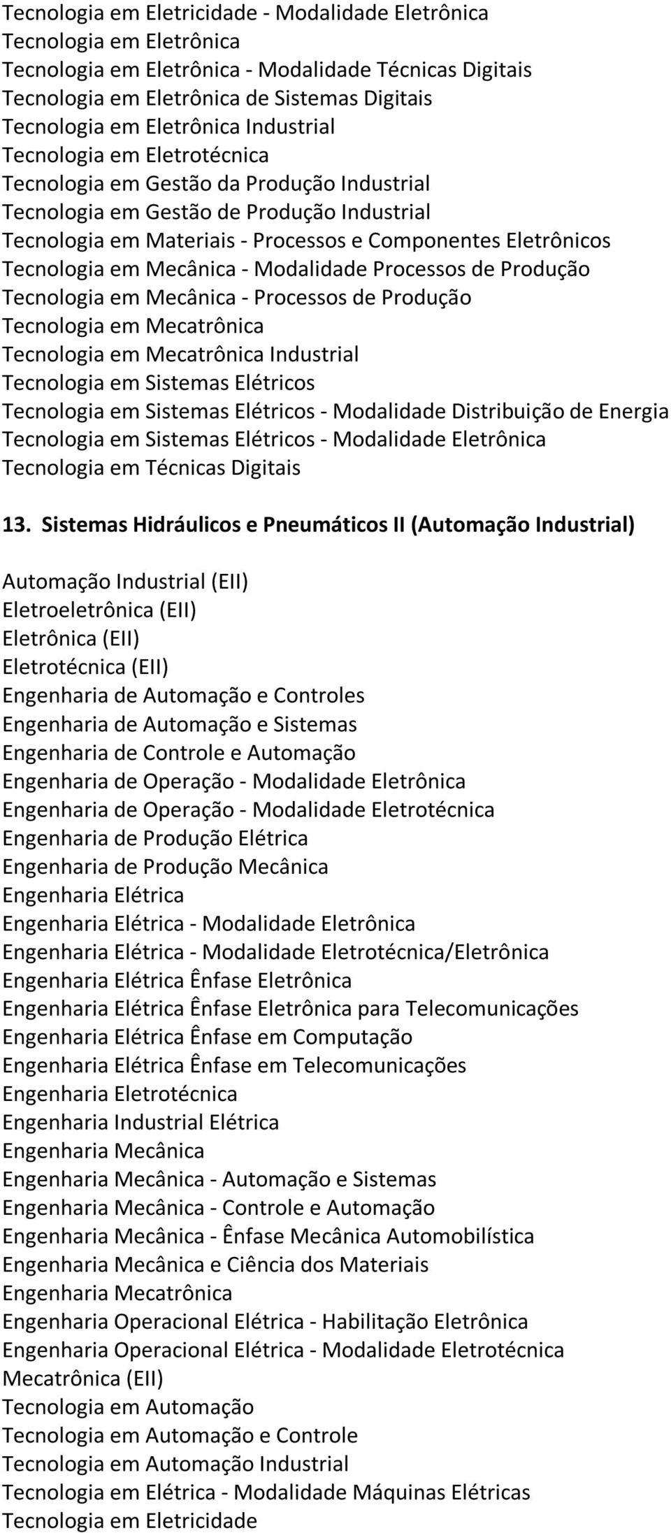 Sistemas Hidráulicos e Pneumáticos II (Automação Industrial) Automação Industrial (EII) Engenharia de Produção Mecânica - Modalidade