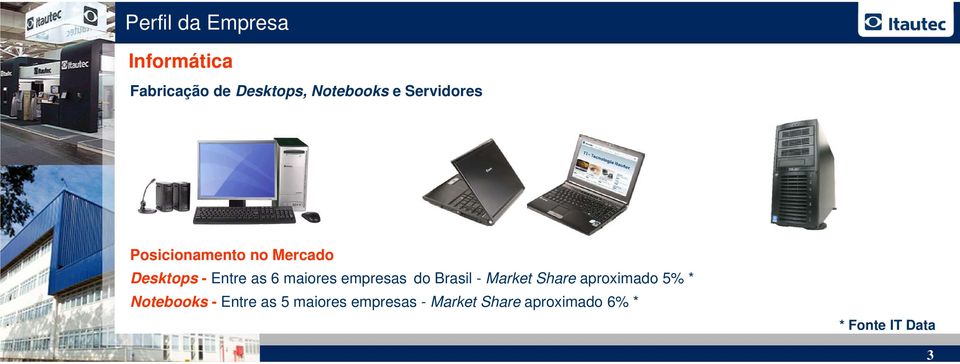 empresas do Brasil - Market Share aproximado 5% * Notebooks - Entre
