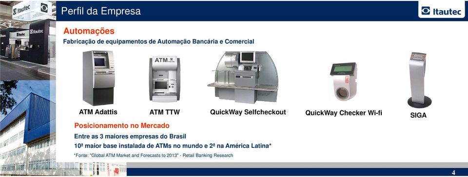 empresas do Brasil 10ª maior base instalada de ATMs no mundo e 2ª na América Latina*