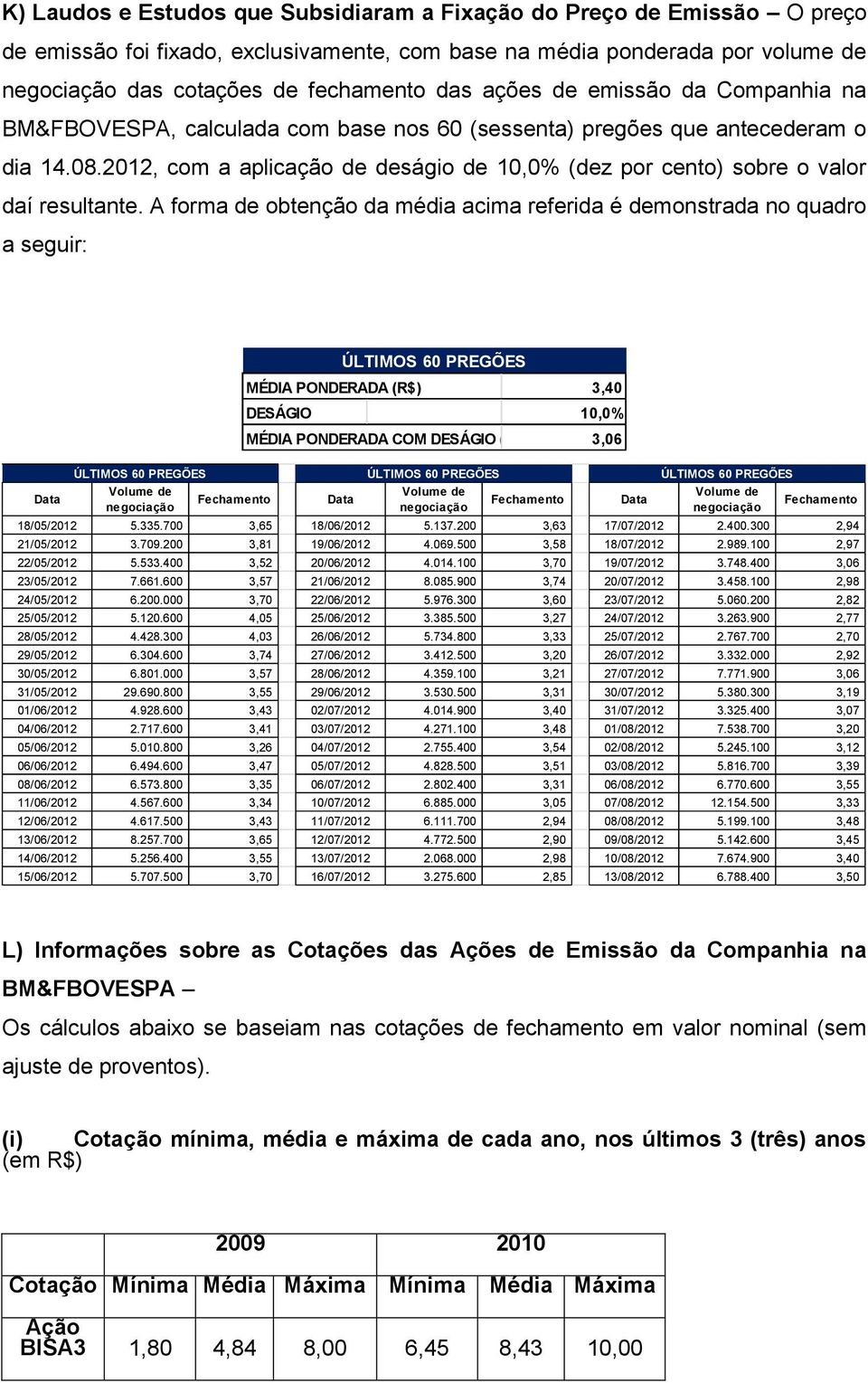 2012, com a aplicação de deságio de 10,0% (dez por cento) sobre o valor daí resultante.