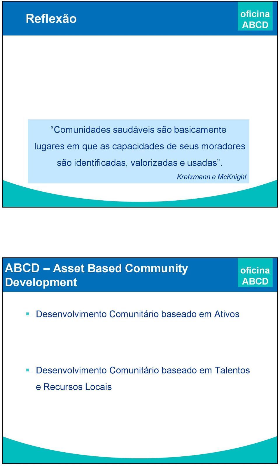 Kretzmann e McKnight Asset Based Community Development Desenvolvimento